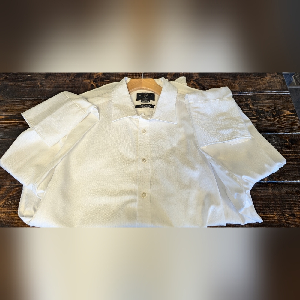 Black Brown 1826. White Men's Dress Shirt Long Sleeve Sz 18